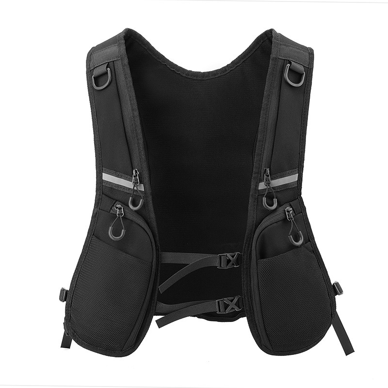 Reflective Vest Cycling - กระเป๋าคาดอกสไตล์ฮิปฮอปสตรีทแวร์สำหรับผู้ชาย ทำจากไนลอน แบบยุทธวิธี มีหลายช่อง สะท้อนแสง กันน้ำ