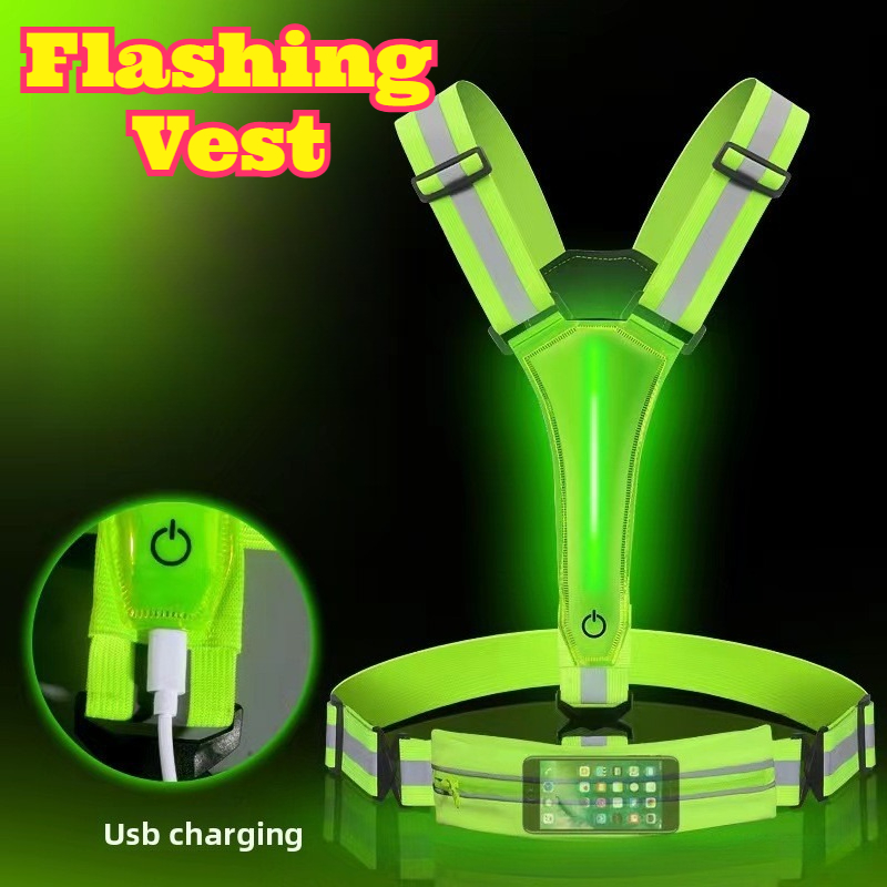 Reflective Vest Cycling - เสื้อกั๊กสะท้อนแสง LED เรืองแสง มองเห็นได้ชัดเจน ปลอดภัย ยืดหยุ่น