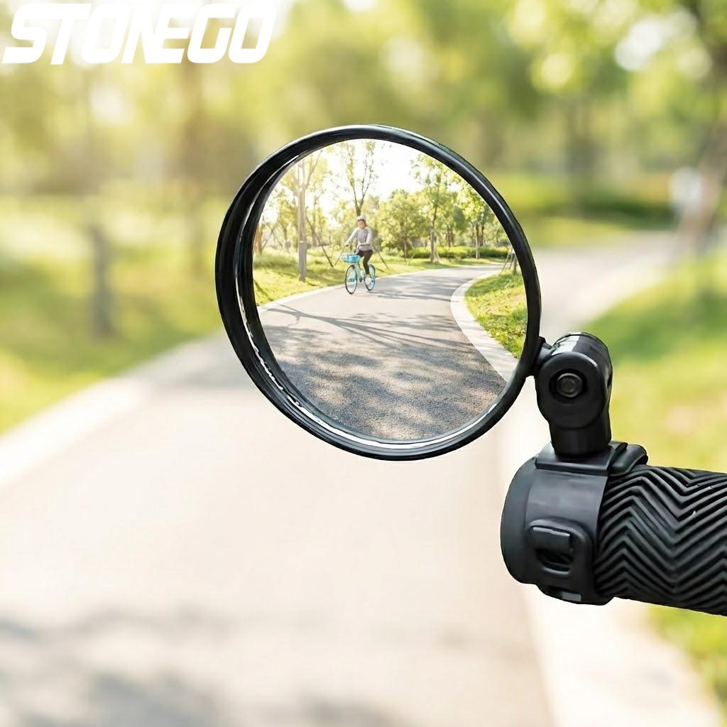 Mirror Handlebar Convex - กระจกมองหลังจักรยานแบบปรับได้ กระจกนูนเพื่อความปลอดภัย มุมมองกว้าง สำหรับจักรยานเสือภูเขาและจักรยานถนน อุปกรณ์เสริมสำหรับจักรยาน