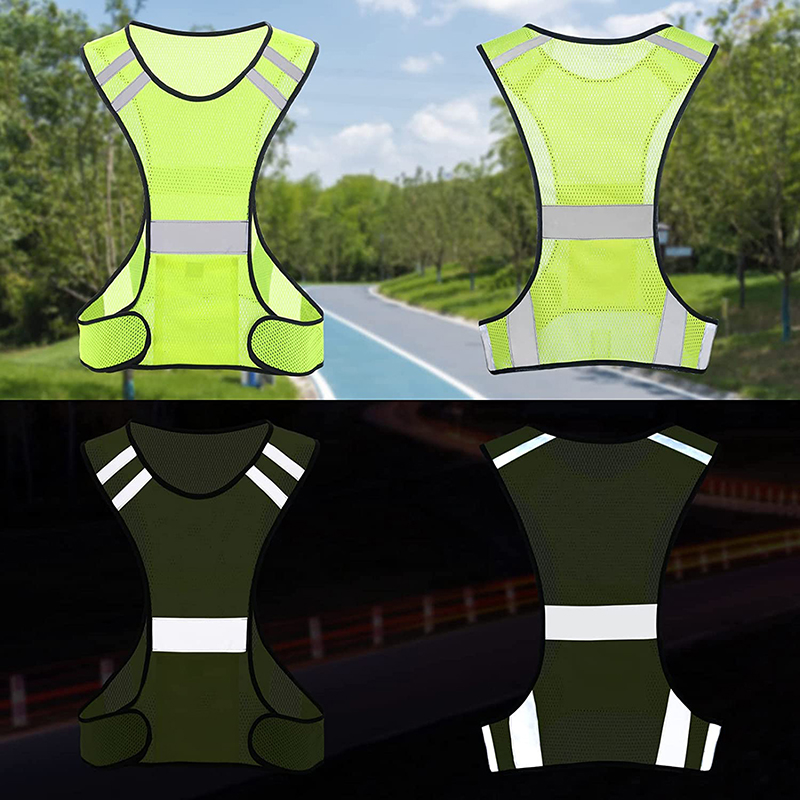 Reflective Vest Cycling - เสื้อกั๊กนิรภัยสะท้อนแสงตาข่ายเรืองแสง มองเห็นได้ชัดเจน ระบายอากาศได้ดี น้ำหนักเบา สำหรับวิ่งกลางคืนและปั่นจักรยาน