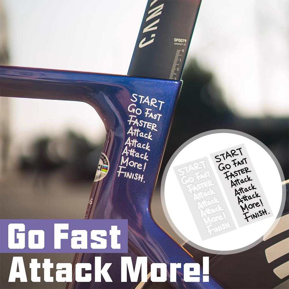 Cycling Quote - สติกเกอร์คำคมสร้างแรงบันดาลใจสำหรับนักปั่นจักรยาน ลาย Go Fast Attack วัสดุไวนิลกันน้ำ