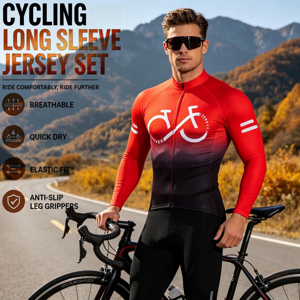 Cycling Commuter Pants - ชุดปั่นจักรยานสำหรับฤดูใบไม้ผลิและฤดูใบไม้ร่วง ชุดปั่นจักรยานเสือภูเขาสำหรับผู้ชาย ชุดปั่นจักรยานแขนยาวพร้อมกางเกงบิบ ชุดปั่นจักรยาน Ropa Ciclismo