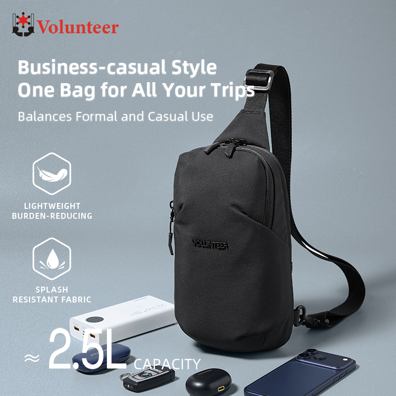 Waterproof Cycling Commute - กระเป๋าสะพายข้าง VOLUNTEER 2.5L สำหรับผู้ชาย ดีไซน์เรียบง่าย กันน้ำ
