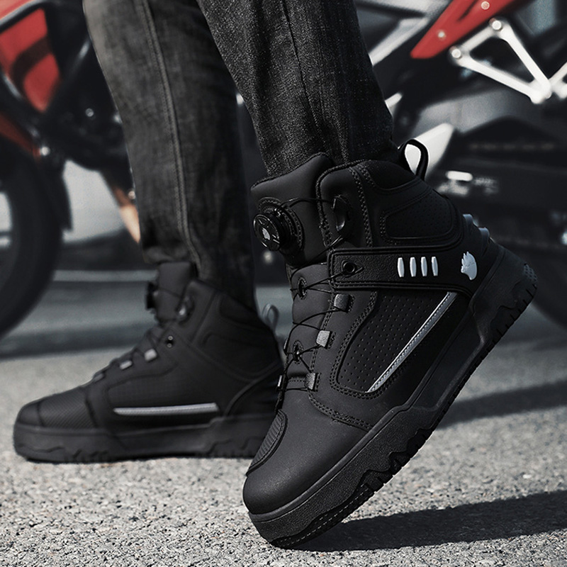Cycling Commute Shoes - รองเท้าบูทขี่มอเตอร์ไซค์สำหรับผู้ชาย กันน้ำ รองเท้ามอเตอร์ครอส รองเท้าปั่นจักรยาน รองเท้าแข่งมอเตอร์ไซค์ออฟโรด กันกระแทก