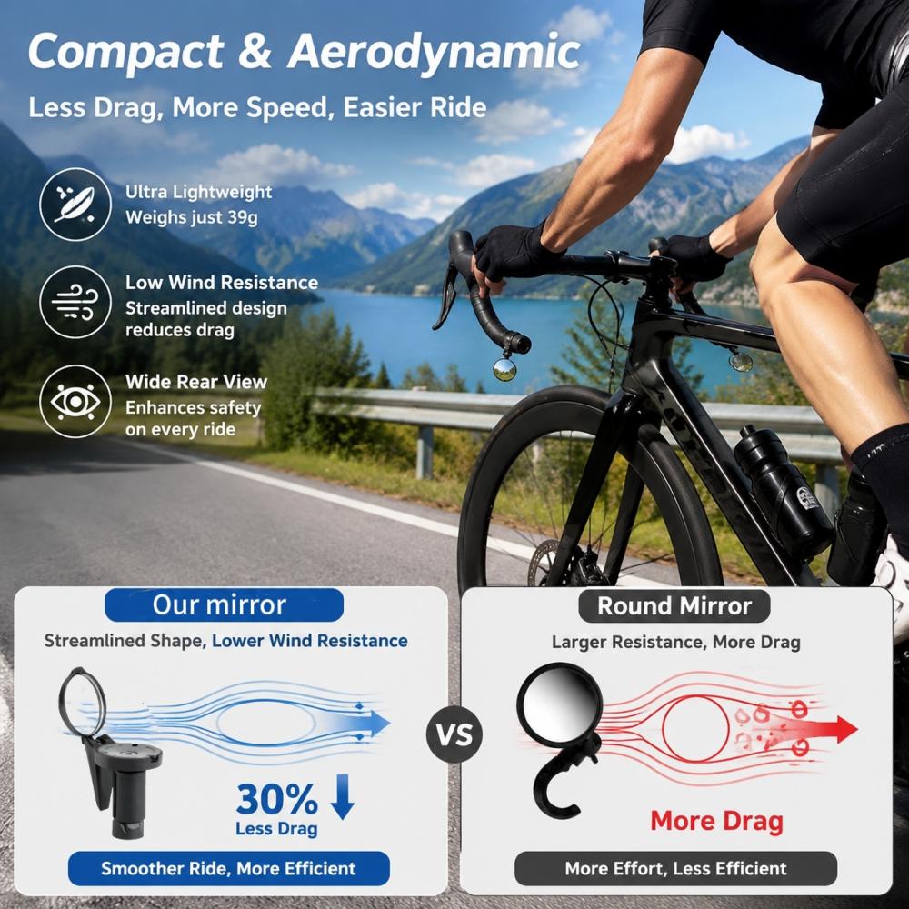 กระจกมองหลังติดปลายแฮนด์จักรยา - Mirror Handlebar Convex บทวิจารณ์และราคา